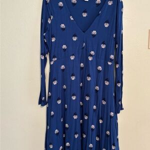 Old Navy Blue Long Sleeve V-Neck Sundress